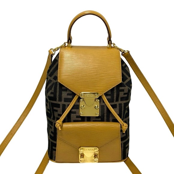 FENDI Zucca FF pattern canvas, Epi leather, genuine leather backpack/daypack, br - Picture 1 of 9
